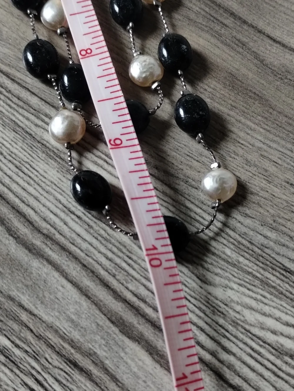 Premier Designs Black and Faux Pearl Beaded Necklace